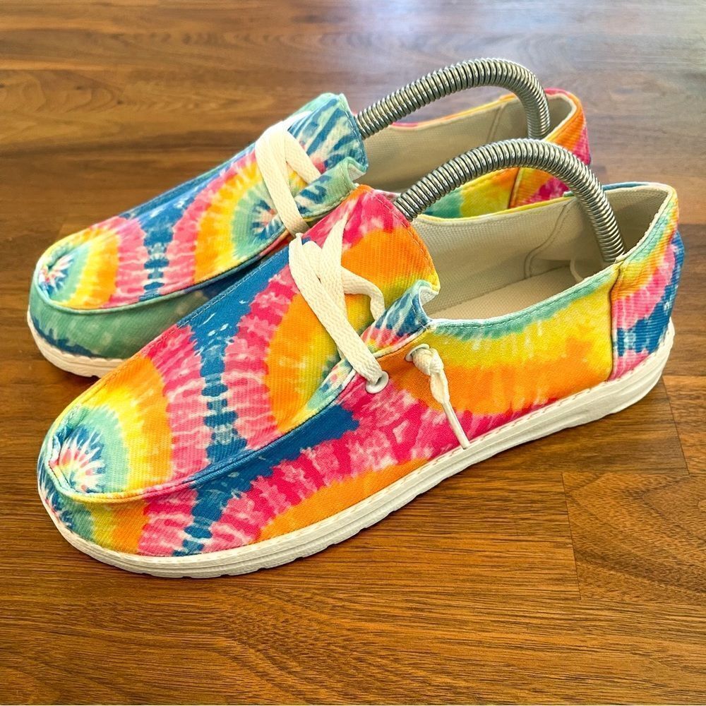 🍋 Ladies' Tie-Dyed Casual Flat Sneaker Shoes Size EU 40 / Women’s US 8.5